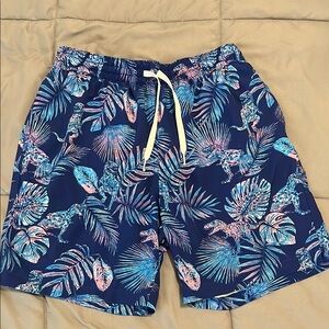 Chubbies Tropical Blue Dinosaur Swim Shorts - Size M 7” Inseam with Liner